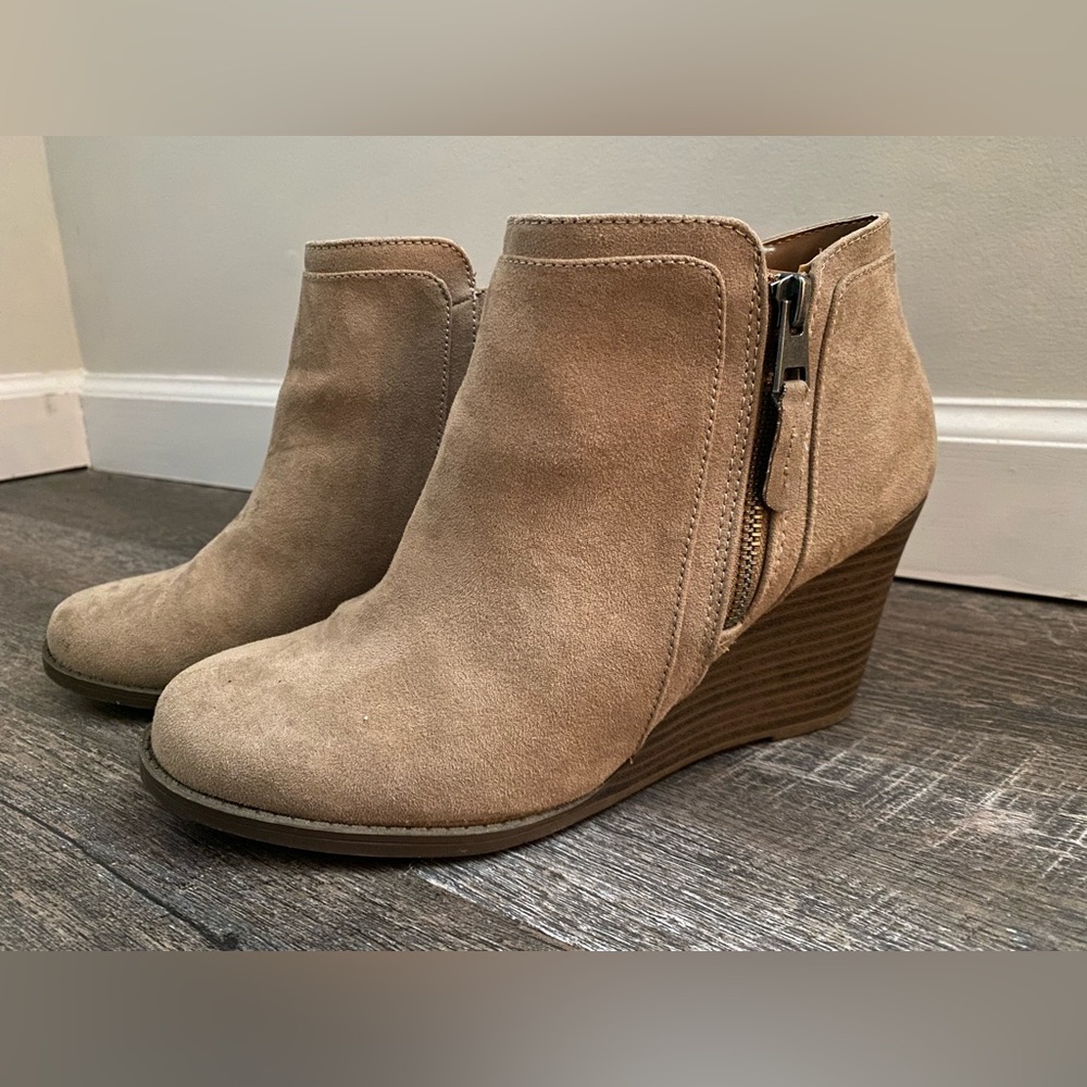 Time and Tru Tan Suede Ankle Booties